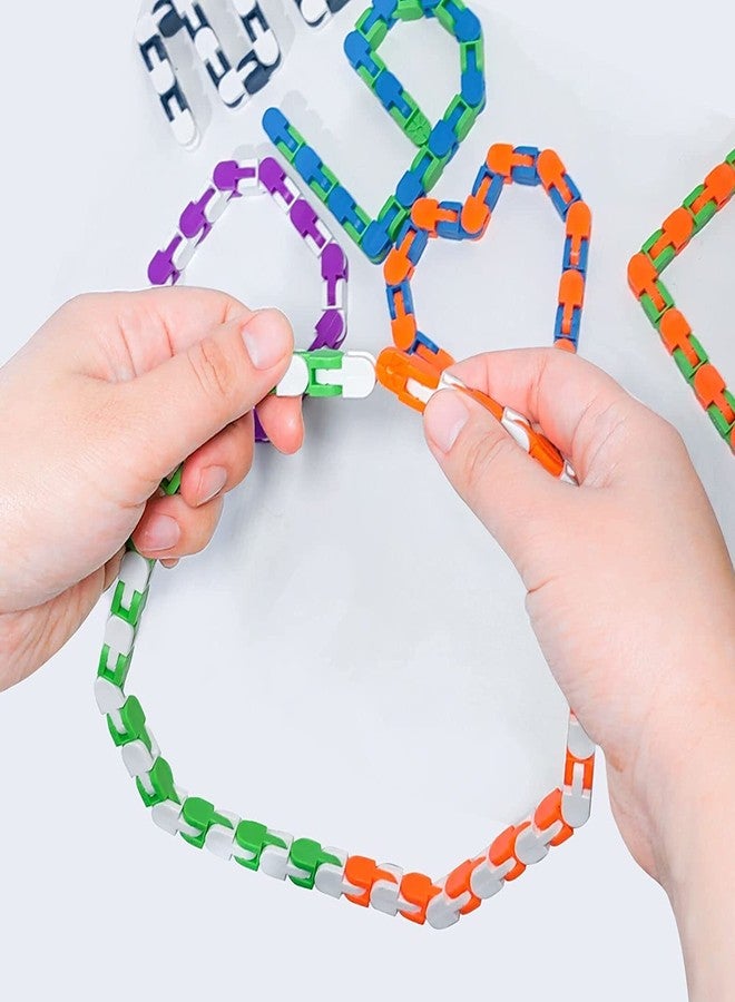 PULSBERY Toys 24 Links Wacky Tracks Snap Click Fidget Toys Set for Sensory Kids - Snake Puzzles Game for Kids Random Color Links(Kids Building Block Toys)(Multicolor) (Pack of 9) - Image 2